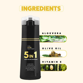 5 IN 1 HAIR COLOR SHAMPOO WITH KERATIN, OLIVE OIL & VITAMIN E