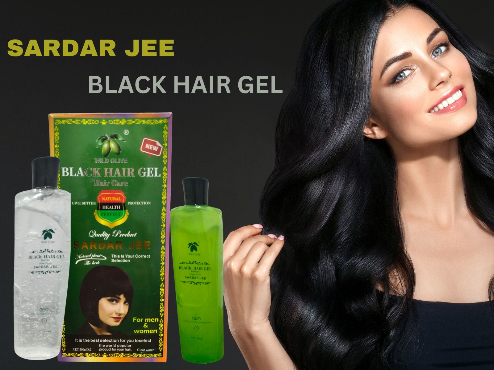 SARDAR JEE EASY 5 MINS BLACK HAIR GEL FOR MEN AND WOMEN+ OIL 2 BOTTLES 1000 ML